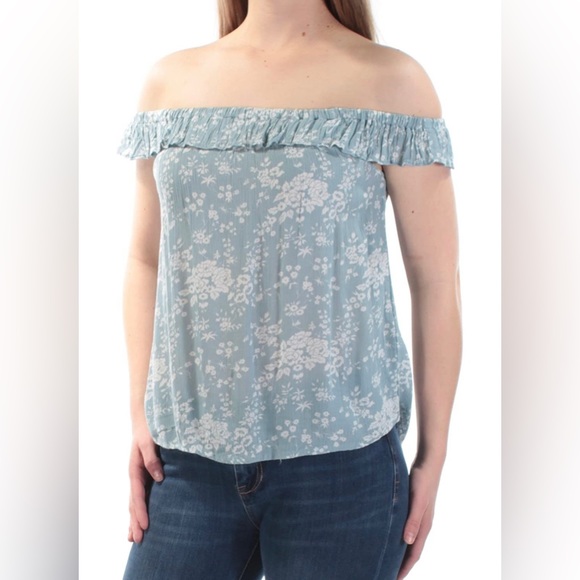 RL Denim&Supply Floral Off-The-Shoulder Flounce Top - Picture 3 of 8